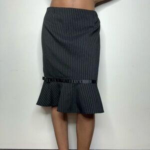 Vintage Black Pinstripe Midi Skirt